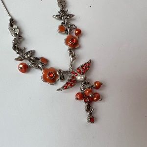 Red signed bird necklace by Danish Design